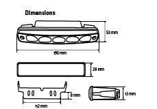 DRL 12V 5XHP LED SINGLE+INDICATOR SET 190X54mm