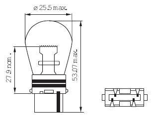 Ampoule 3156 32CP P27W S25d W2.5x16d 12V
