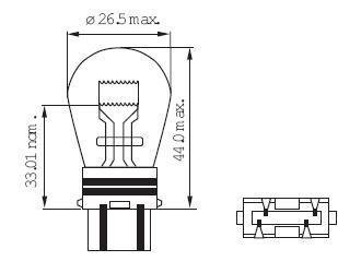 3457A S25 40/3CP 12V WB AMBER = 3357A