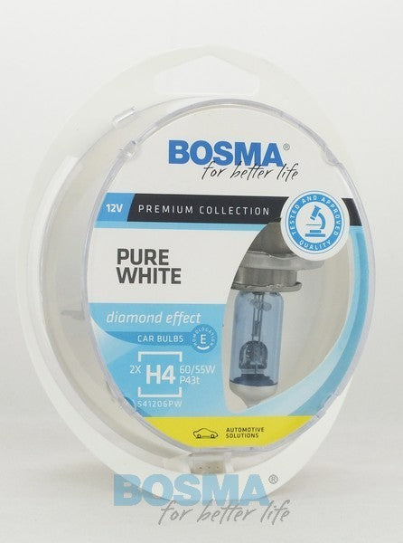 H4 PURE WHITE 60/55W P43t 12V PACK - 2 BULBS