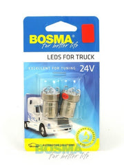 2x Ampoules BA15S 5X LED ROUGE 24V