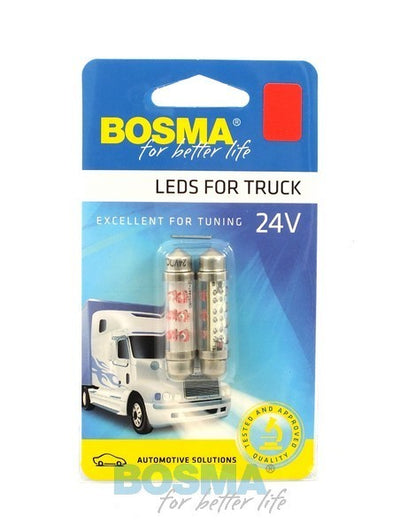 2x SV8.5 6x LED 10x42mm RED 24V Bulbs