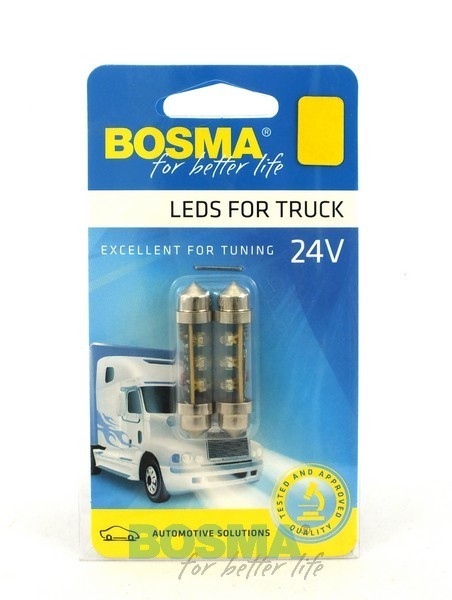 2x SV8.5 Bulbs 6X LED 10X42mm YELLOW 24V