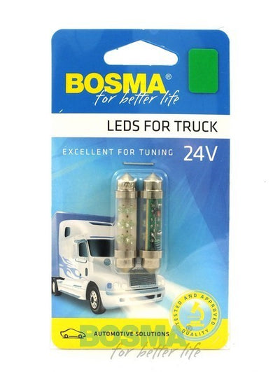 2x SV8.5 6X LED 10X42mm GREEN 24V Bulbs