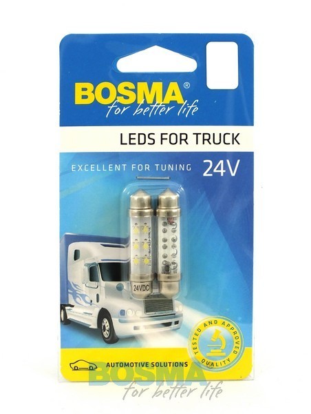 2x SV8.5 Bulbs 6X LED 10X42mm 24V WHITE