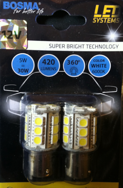 2x Ampoules P21W LED SMD 5050 BA15S 6000K 12V