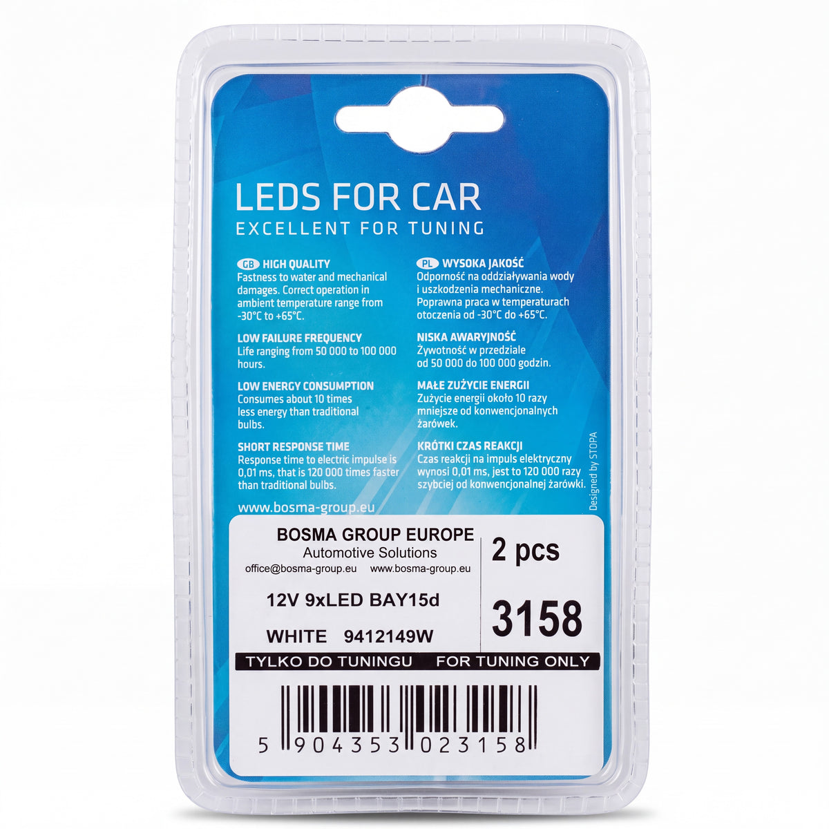 2x Ampoules BAY15D 9 LED BLANC 12V