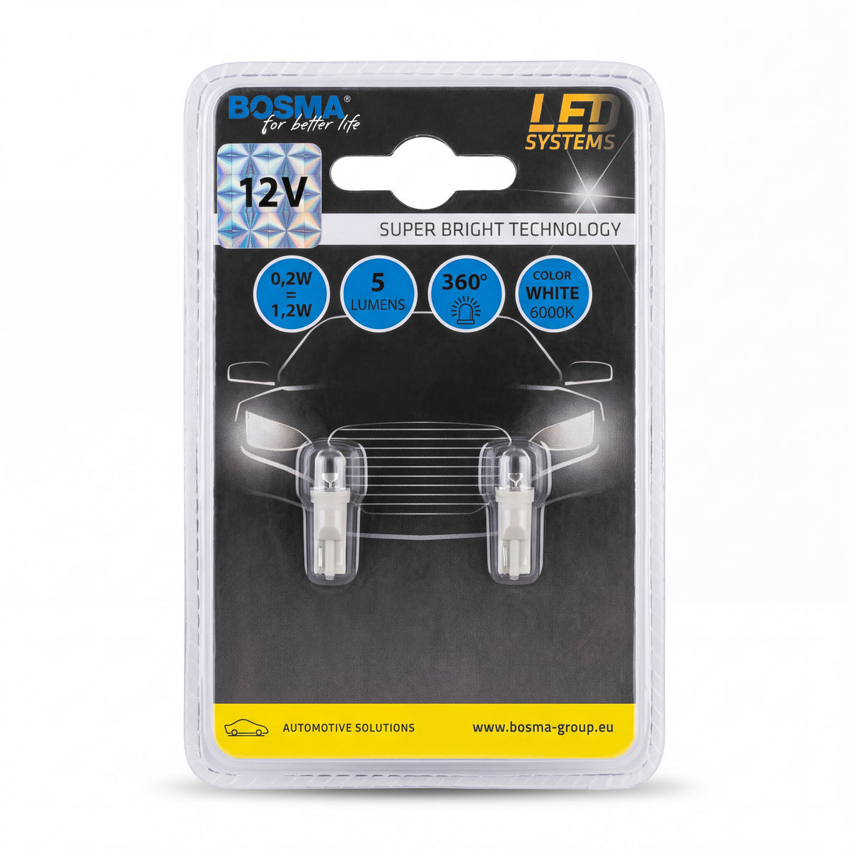 2x Ampoules T5 1 LED BLANC 12V