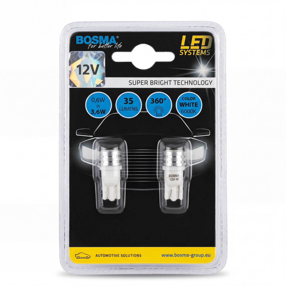 2x Ampoules T10 1 LED SMD 7080 BLANC 12V