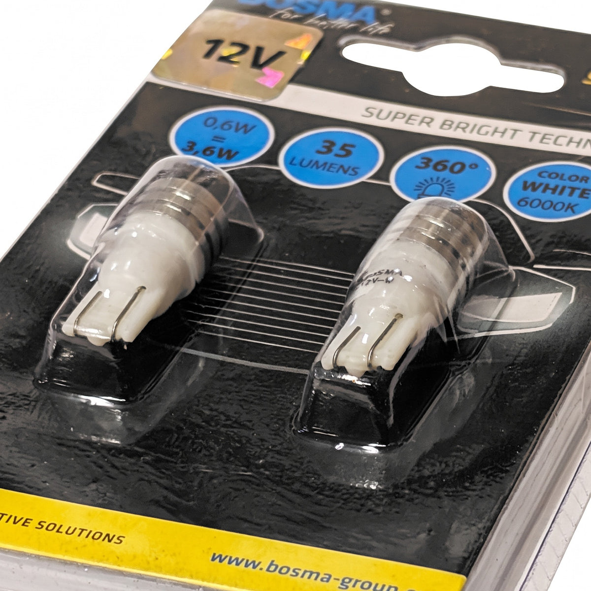 2x Ampoules T10 1 LED SMD 7080 BLANC 12V