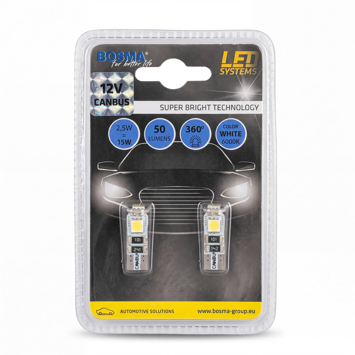 2x Ampoules T10 3 LED SMD 5050 BLANC 12V CANBUS