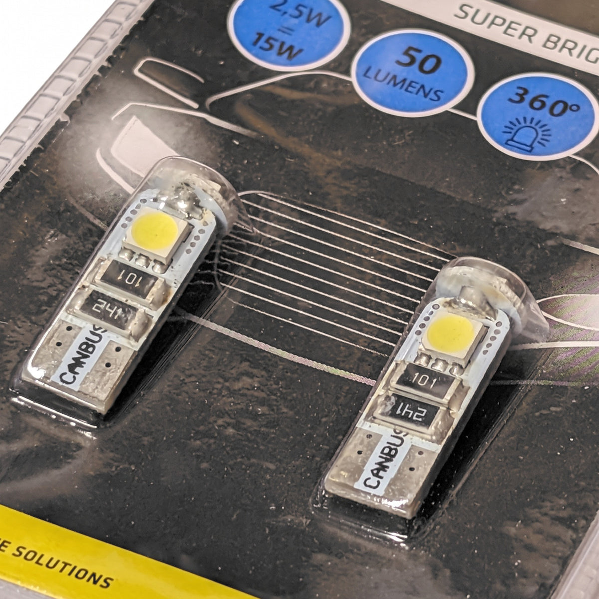 2x Ampoules T10 3 LED SMD 5050 BLANC 12V CANBUS