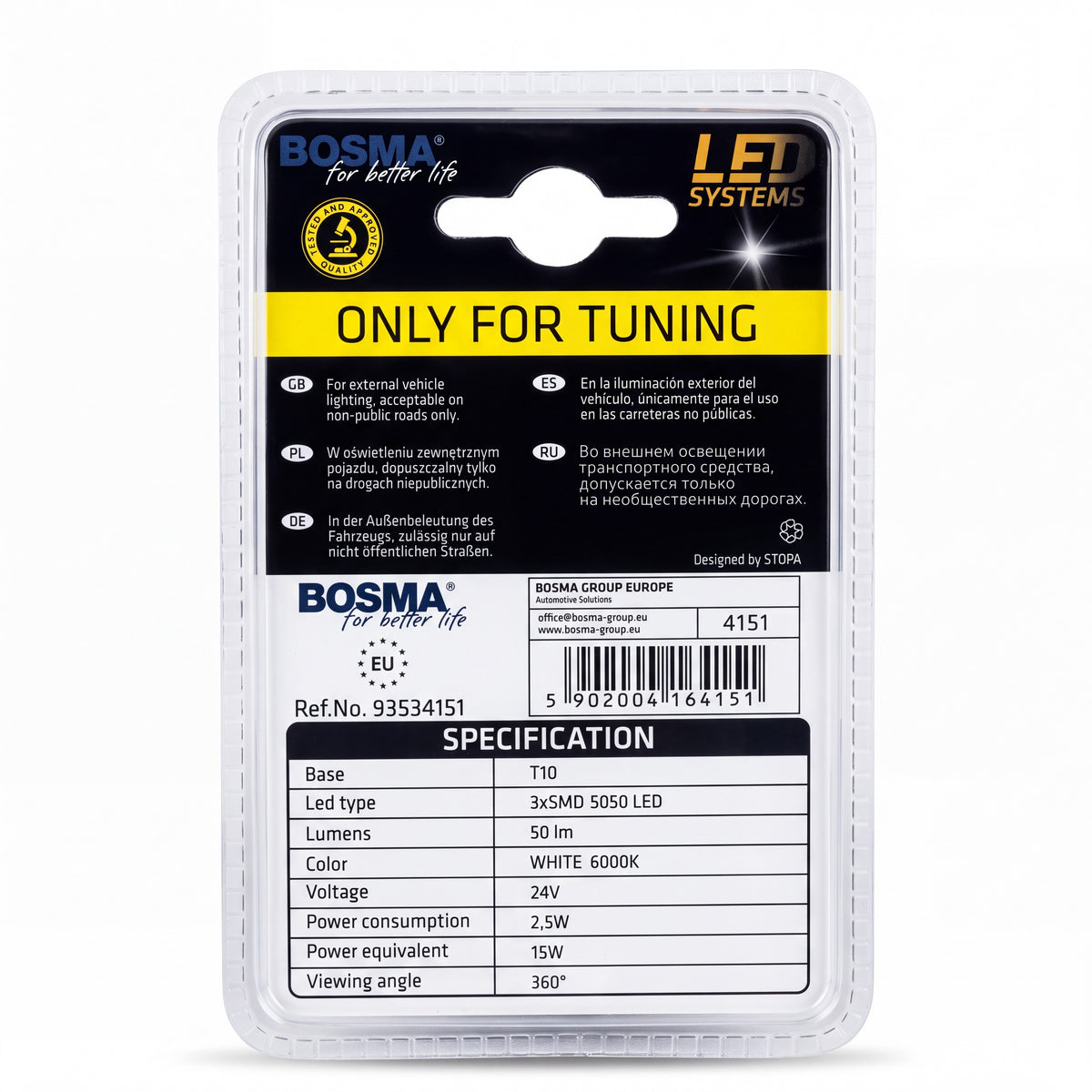 2x Ampoules T10 3 LED SMD 5050 BLANC 24V CANBUS