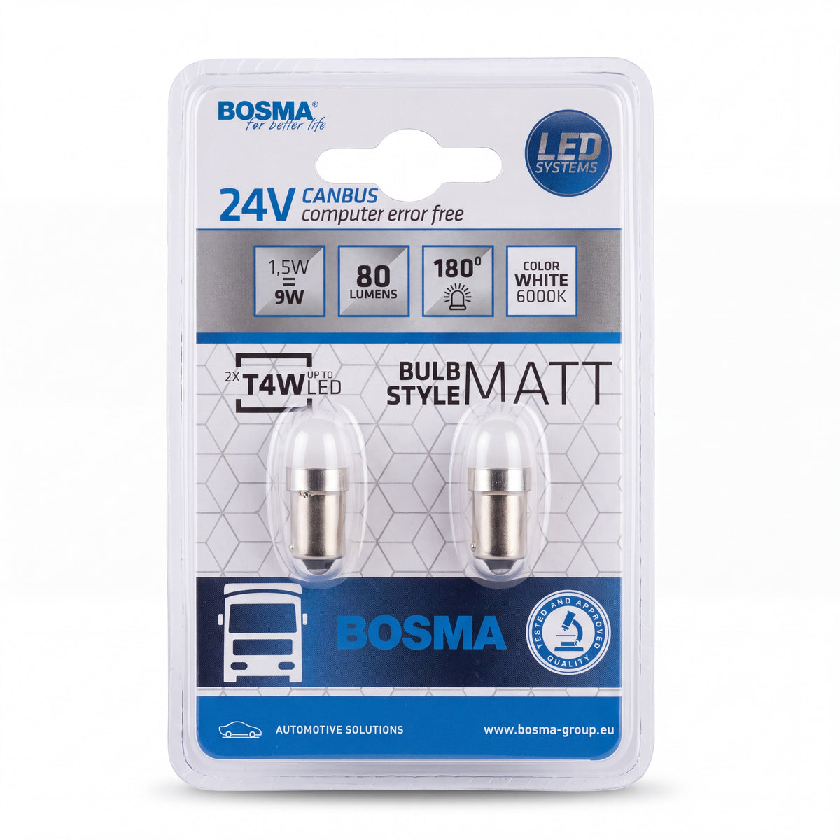 2x Ampoules T4W BA9S 2 LED SMD BLANC 24V CANBUS
