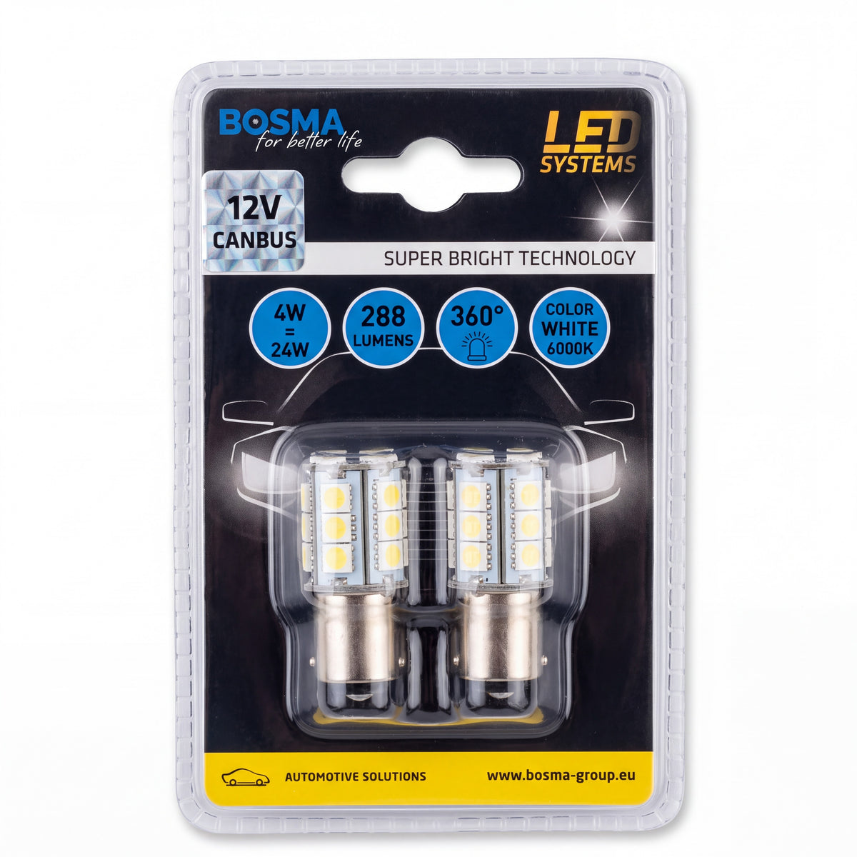 2x Ampoules BA15S 18 LED SMD 5050 BLANC 12V CANBUS