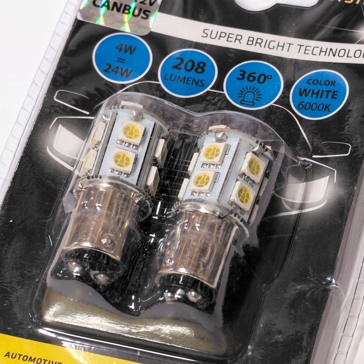 2x Ampoules BAY15D 13 LED SMD 5050 BLANC 12V CANBUS