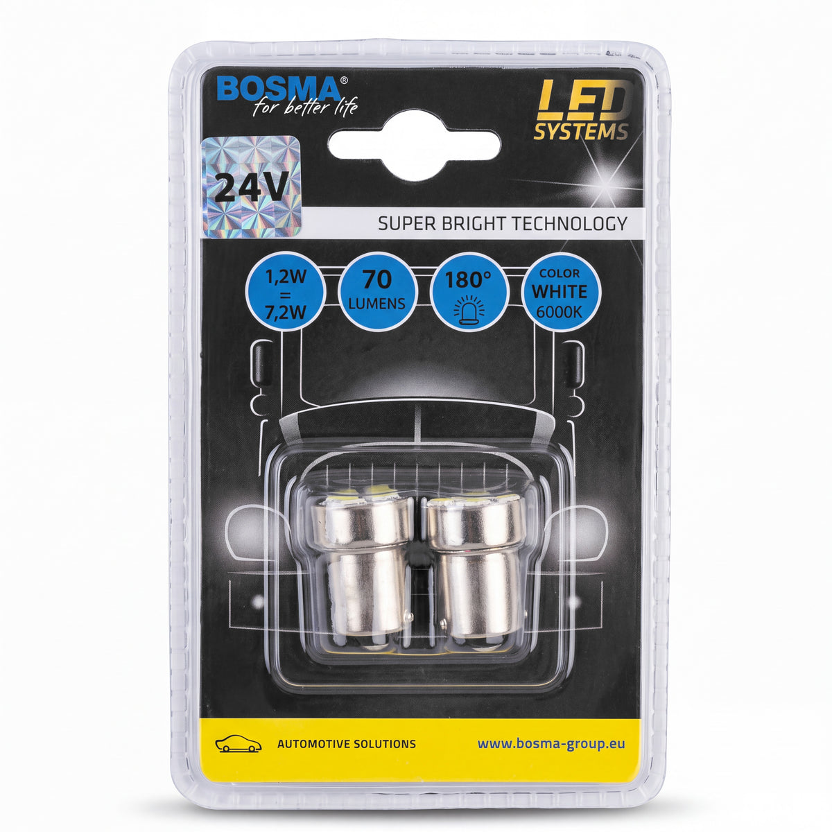 2x Ampoules BA15S 4 LED SMD 5050 BLANC 24V
