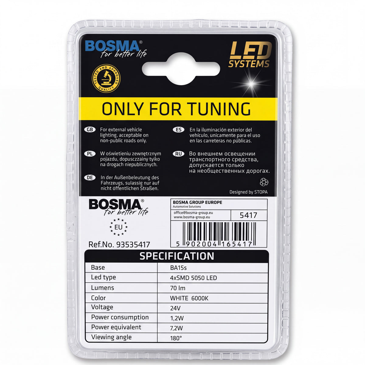 2x Ampoules BA15S 4 LED SMD 5050 BLANC 24V