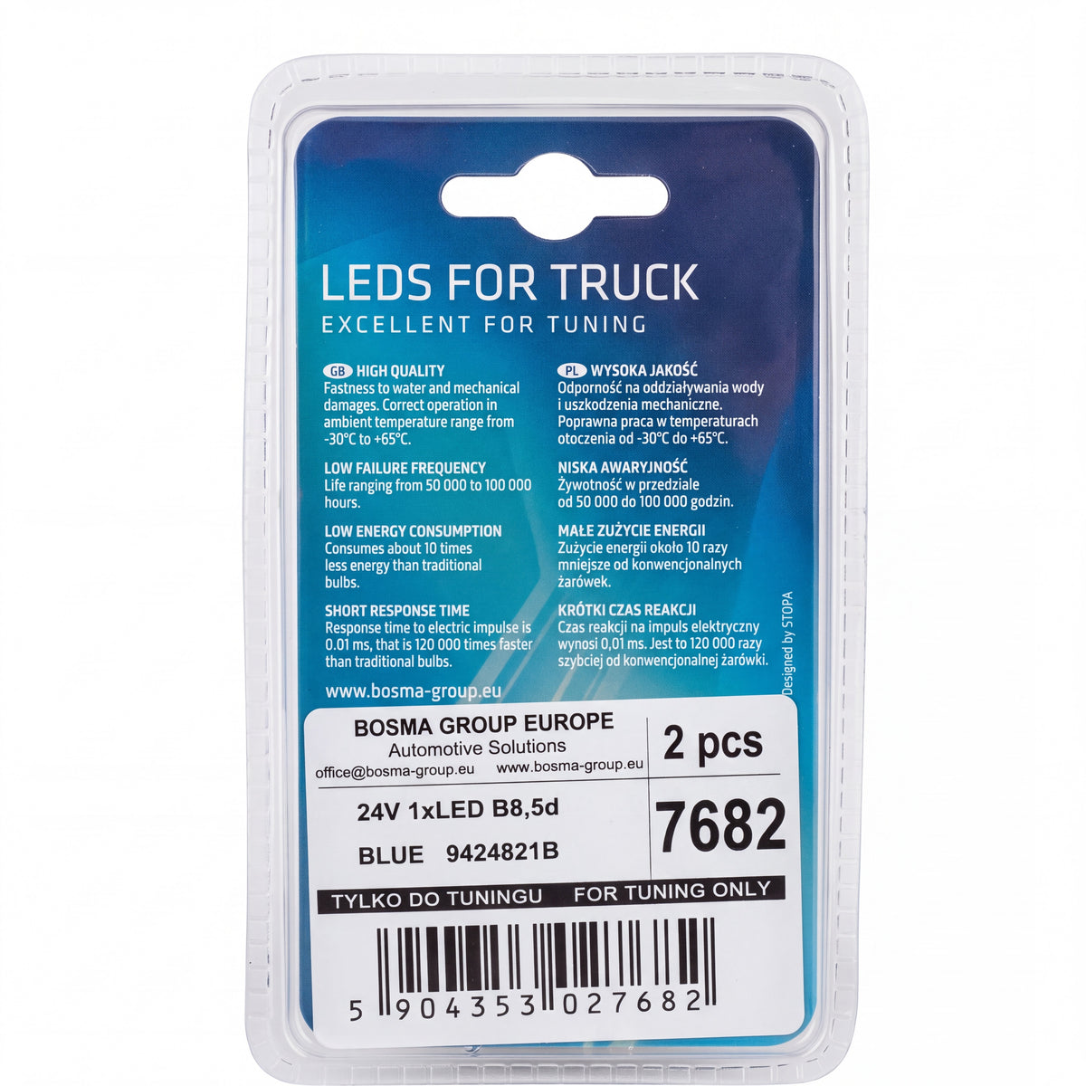 2x Ampoules B8.5d 1 LED BLEU 24V
