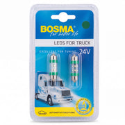 2x Ampoules navettes SV8.5 10X36 4X LED VERT 24V
