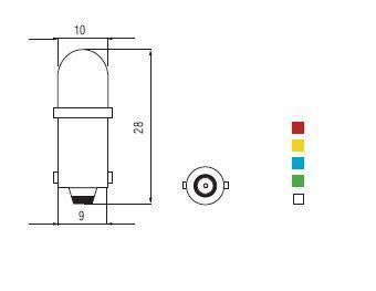 2x Ampoules BA9S 1XLED JAUNE 12V