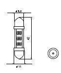 2x Ampoules SV8.5 6X LED 10X42mm JAUNE 24V