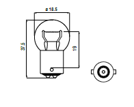 Ampoule BA15D 15W 12V 25X47 1 filament - 2 plots