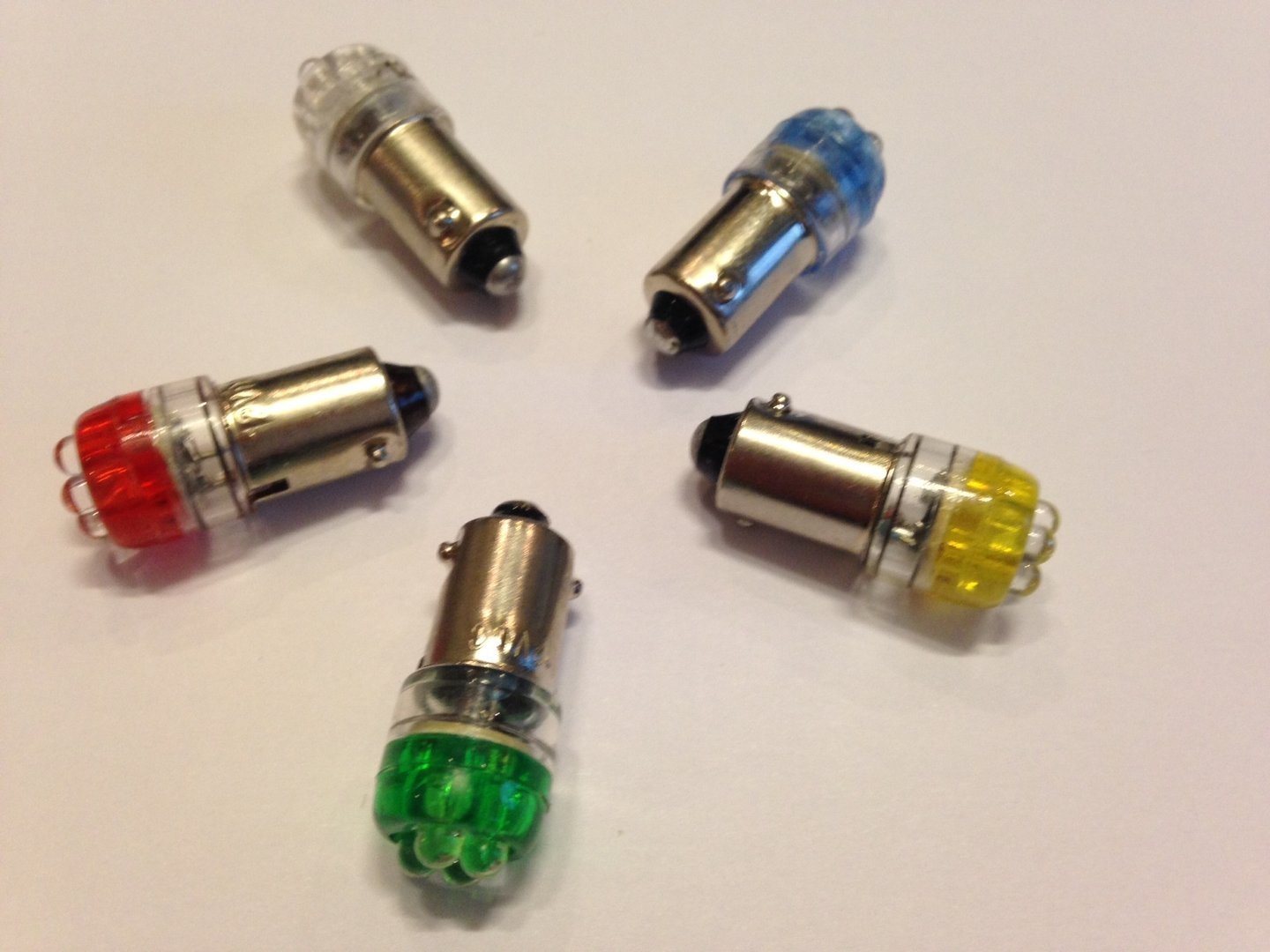2x BA9S 4x Green LED Bulbs 12V 3035