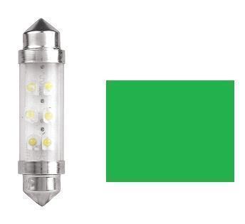 2x SV8.5 6X LED 10X42mm GREEN 24V Bulbs