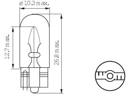 AmpouleT10 5W W2.1x9.5d 12V W5W Halogène