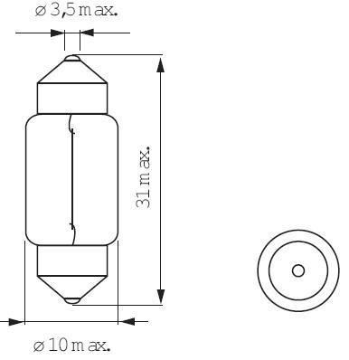 Festoon SV8.5 5W 10X31 24V Bulb