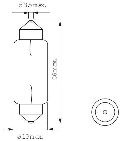 Festoon Bulb SV8.5 5W 10X36 24V GREEN
