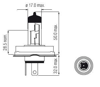 Ampoule P45t R2 H4-H5 60/55W 12V code européen