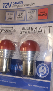 2x PY21W 12V LED ORANGE 9XSMD BAU15S Bulbs 5370