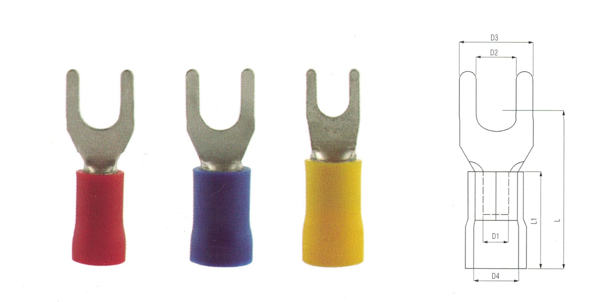 Boite de 100 Cosses à fourche Rouge 4.3mm 644