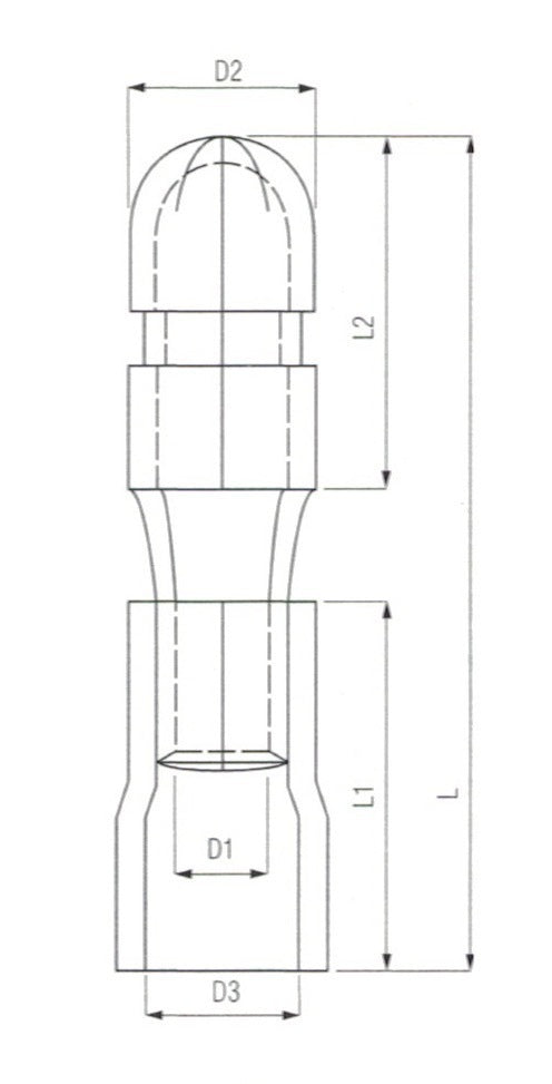 Boite de 50 Cosses cylindriques mâles Bleu 5mm 550
