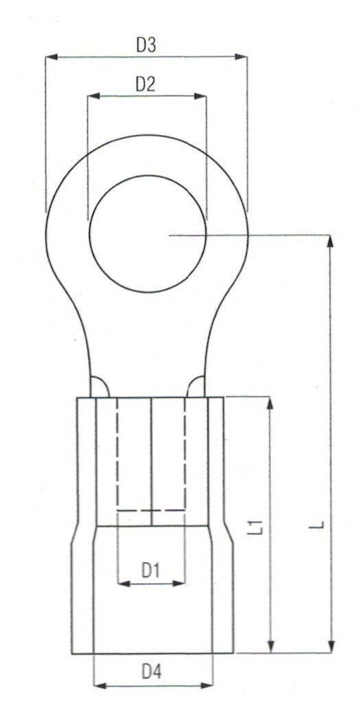 100x Red Ring Terminals 5.3mm 557