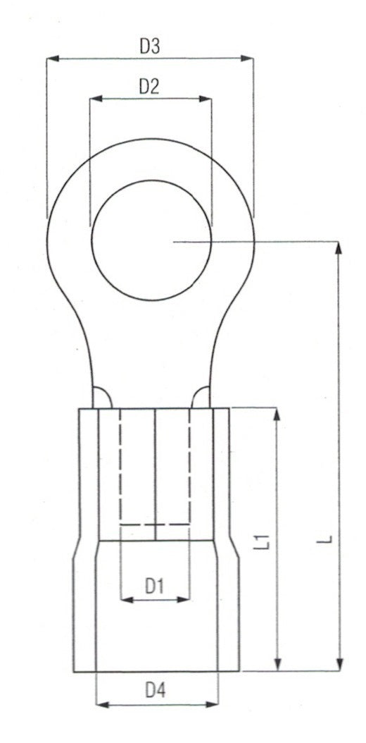 100x Red Ring Terminals 4.3mm 535