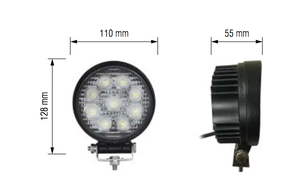 Projecteur LED 30° Rond 27W pour Chariot Elévateur 12/24V
