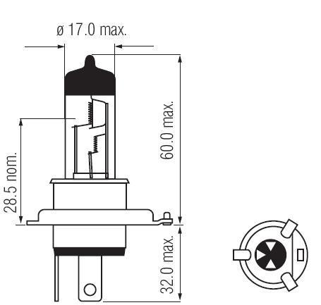 H4 SUPER WHITE 60/55W P43t 12V PACK - 2 BULBS