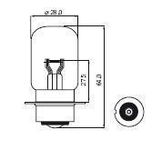 Ampoule P22s P36s BPF 45W 12V LUCAS