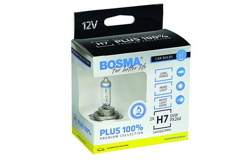 2 H7 PX26d 55W +100% Bulbs PACK 2 BULBS
