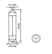 Festoon bulb SV7 8X36 5W 24V