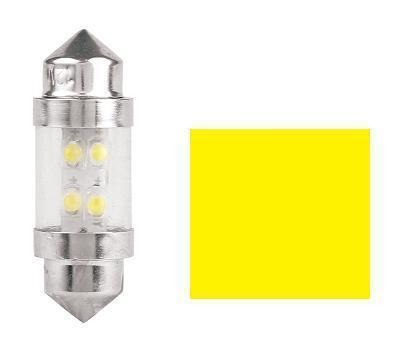 2x Festoon Bulbs SV8.5 4x LED YELLOW 10x31 12V