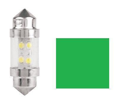 2x Festoon Bulbs SV8.5 4X GREEN LED 10X31 12V