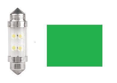 2x Festoon Bulbs SV8.5 10X36 4X LED 12V GREEN 2885