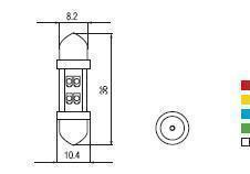 2x Ampoules navettes SV8.5 10X36 4X LED 12V VERT 2885