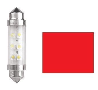 2x Festoon Bulbs SV 8.5 10X42 6X RED LED 12V