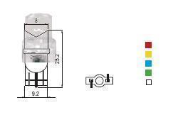 2x Ampoules T10 1X LED ROUGE WIDE VIEW