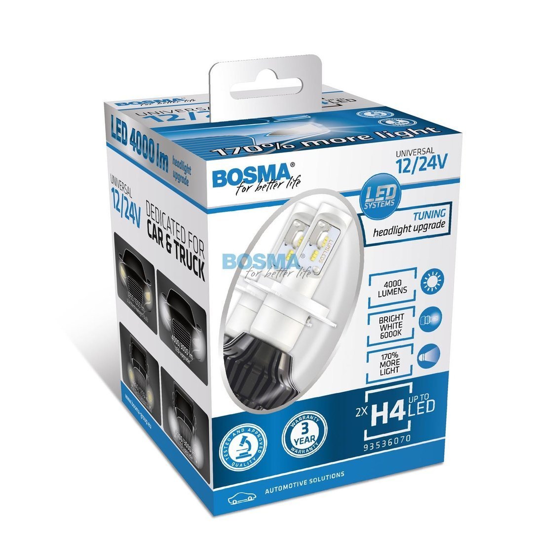 PACK 2 H4 LED 6000K bulbs